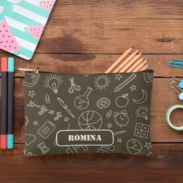 Brown School elements Pencil case/bag  Accessory Pouch (Brown School elements Pencil case/bag Accessory Pouch)