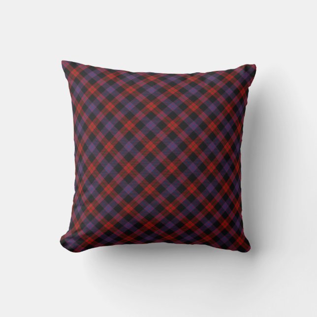 Brown Scottish Clan Tartan Throw Pillow (Front)
