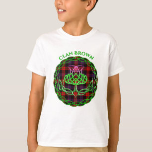 Brown Scottish Tartan Celtic Thistle T-Shirt