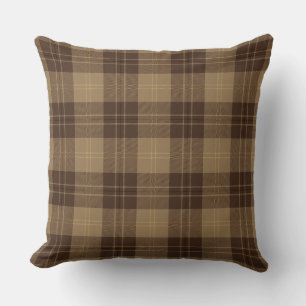 Brown Scottish Tartan Plaid Pattern Throw Pillow