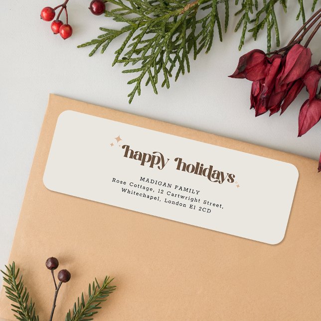 Brown Script Christmas Holiday Return Address (Creator Uploaded)