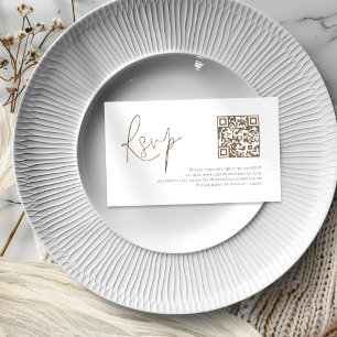 Brown Script QR Code Wedding RSVP Enclosure Card