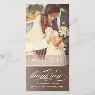 BROWN SCRIPT THANKS WEDDING THANK YOU CARD