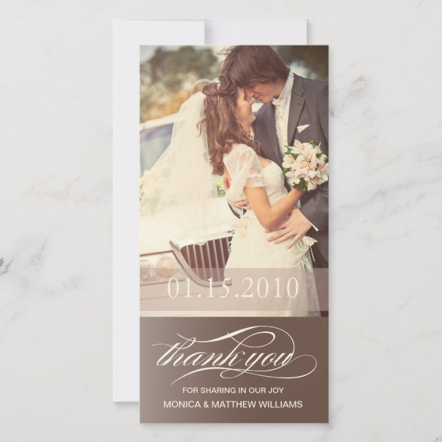 BROWN SCRIPT THANKS | WEDDING THANK YOU CARD (Front)