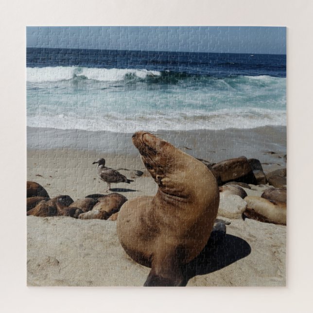 Brown Sea Lion on a Beach Jigsaw Puzzle (Vertical)