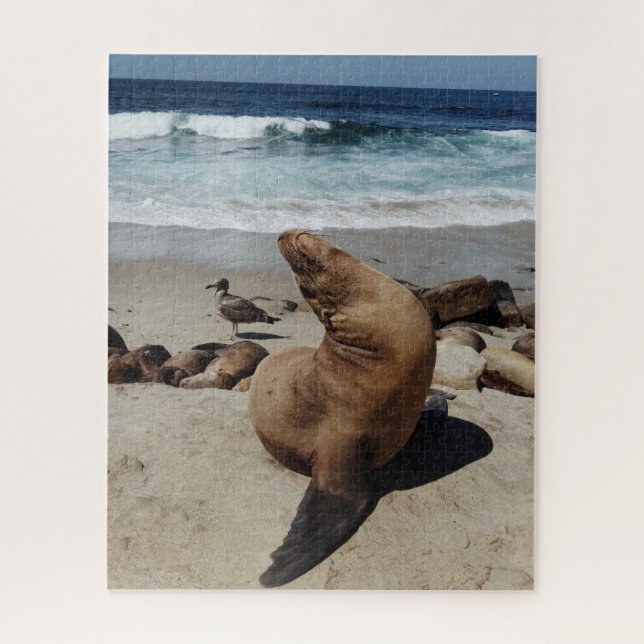 Brown Sea Lion on a Beach Jigsaw Puzzle (Vertical)