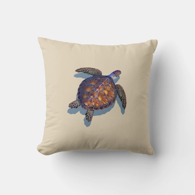 Brown sea turtle throw pillow (Front)