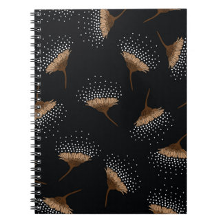 brown seamless flowers pattern on black background notebook