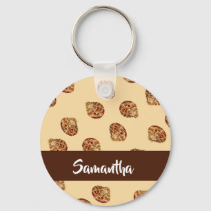 Brown seashells pattern keychain
