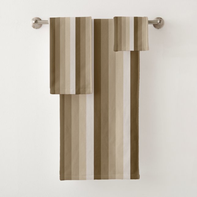 Brown shadow stripes bath towel set (Insitu)