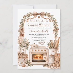 Brown She got a Bun in the Oven Bakery Baby Shower Invitation