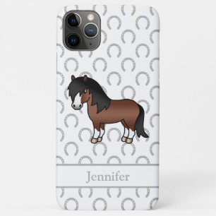 Brown Shetland Pony Cute Cartoon Illustration iPhone 11 Pro Max Case