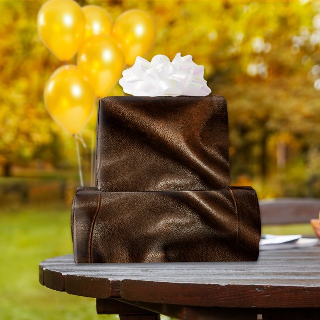 Brown Shiny Faux Leather Wrapping Paper (Creator Uploaded)