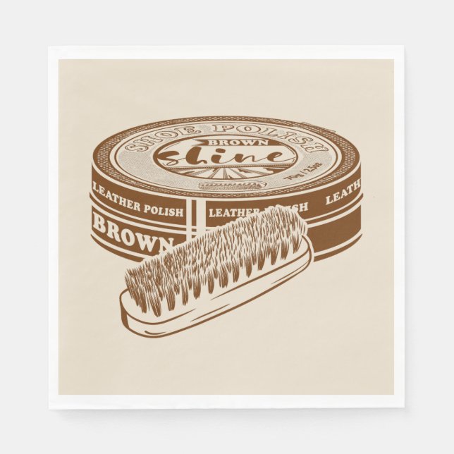 Brown shoe polish tin napkin (Front)