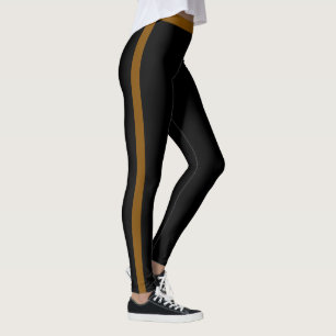 Brown Side Stripe Black Leggings Choose Colours