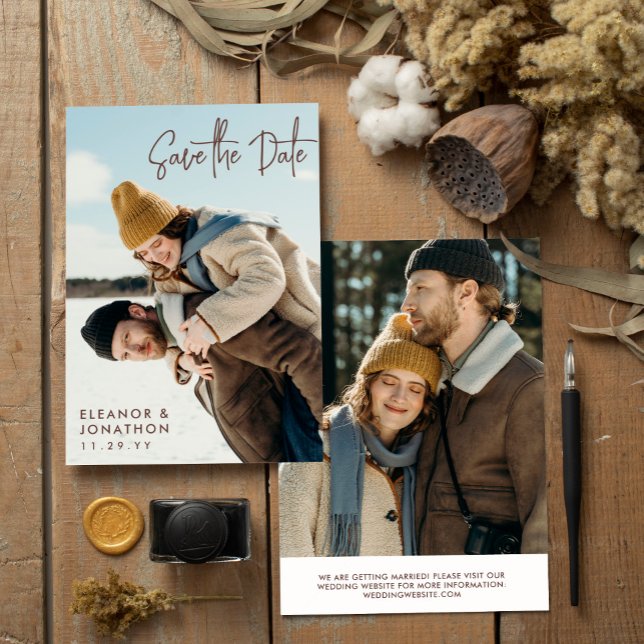 Brown Signature Script Photo Save the Date (Creator Uploaded)