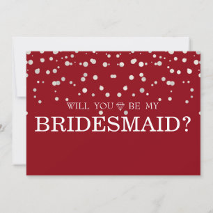 Brown Silver Glitter Will You Be My Bridesmaid Invitation