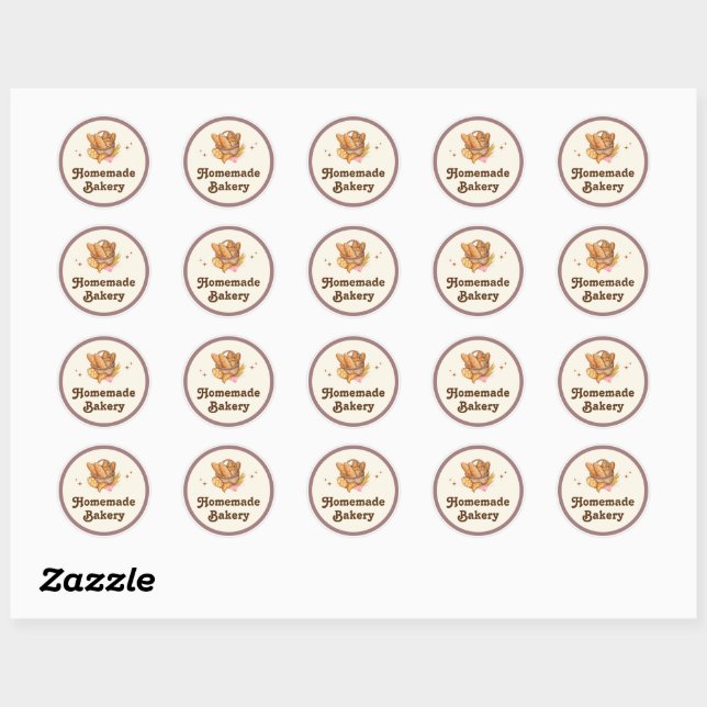 Brown Simple Bakery Classic Round Sticker (Sheet)