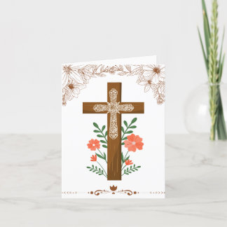 Brown simple cross Easter card