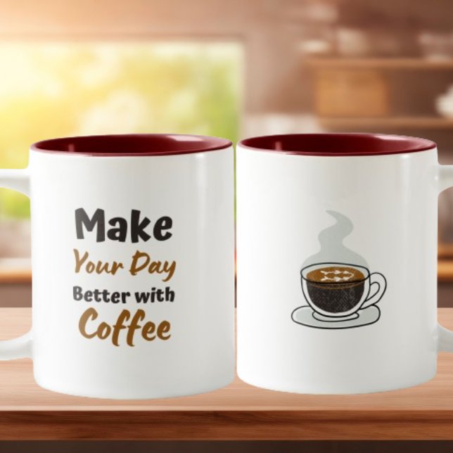 Brown simple illustration café Mug (Créateur téléchargé)