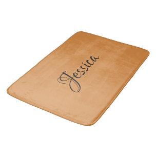 Brown simple script name plain bath mat