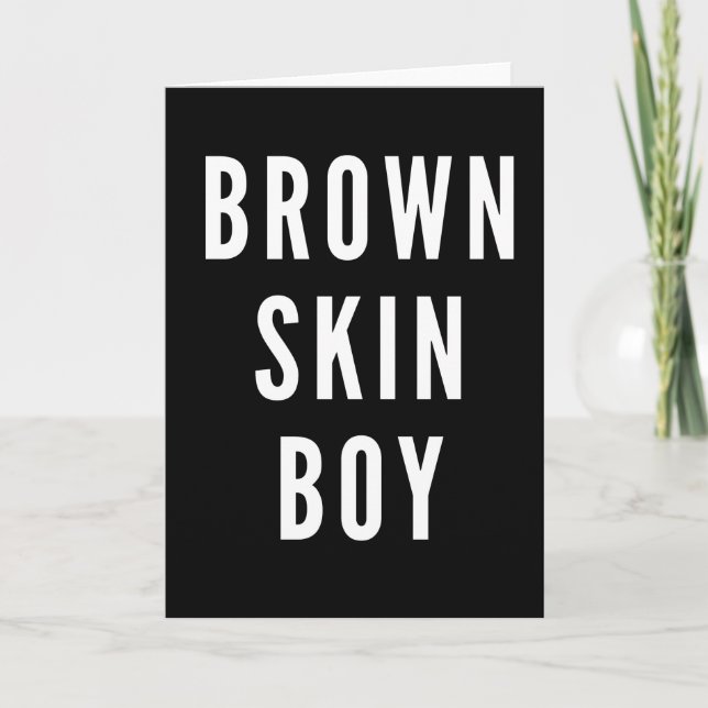 Brown Skin Boy Strong Black King Mens Boys Card (Front)