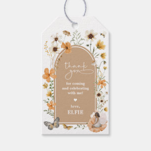 Brown Skin Fairy Fall Wildflower Birthday Party Gift Tags