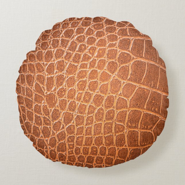 Brown skin leather texture backgroundskin,abstract round pillow (Front)