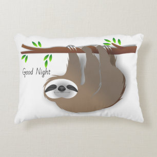 Brown Sloth Good Night Good Morning Reversible Accent Pillow