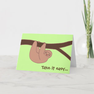 Brown Smiling Sloth with Heart Nose Get Well Card