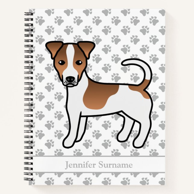 Brown Smooth Coat Jack Russell Terrier Dog & Name Notebook (Front)
