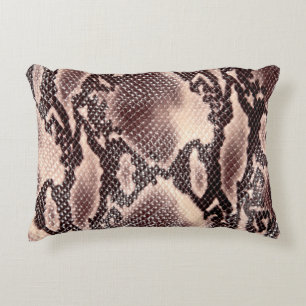 Brown snake leather texture accent pillow