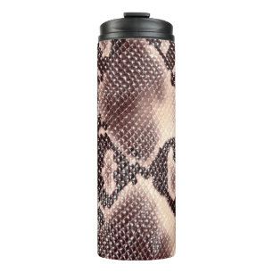 Brown snake leather texture thermal tumbler