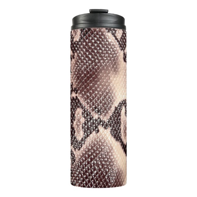 Brown snake leather texture thermal tumbler (Front)