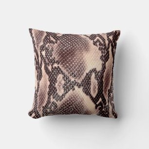 Brown snake leather texture throw pillow