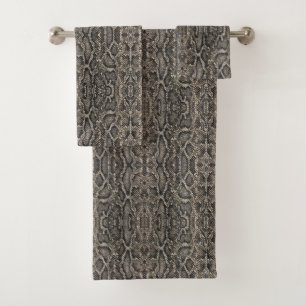 brown snake skin pattern   bath towel set
