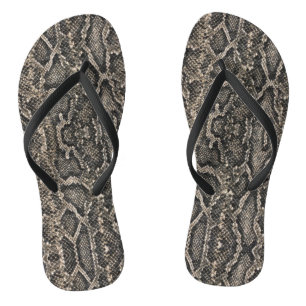 brown snake skin pattern flip flops