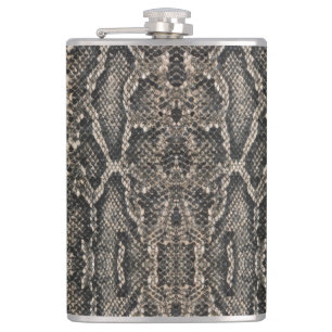 brown snake skin pattern   hip flask