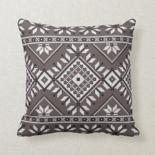 Brown Southwest Native Tribal Geometric Pattern Throw Pillow