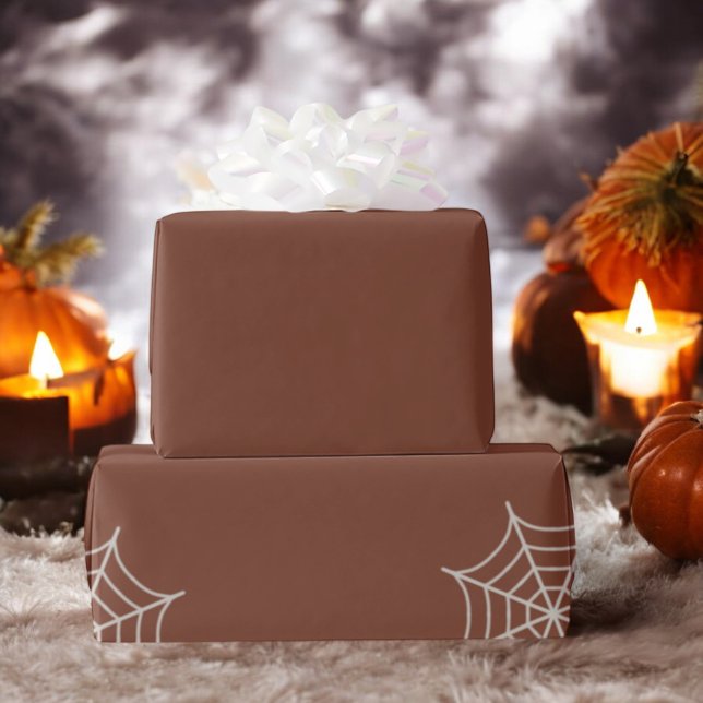 Brown Spiderweb Spooky Holiday Gift  Wrapping Paper (Creator Uploaded)