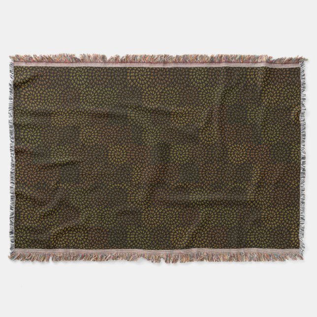 Brown Spiral Lion Heads Pattern, Throw Blanket (Front)