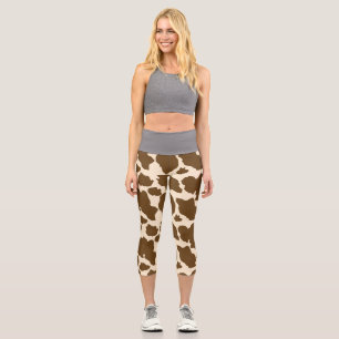 Brown Spots Cow Print Farmer Farm Animals Classy Capri Leggings