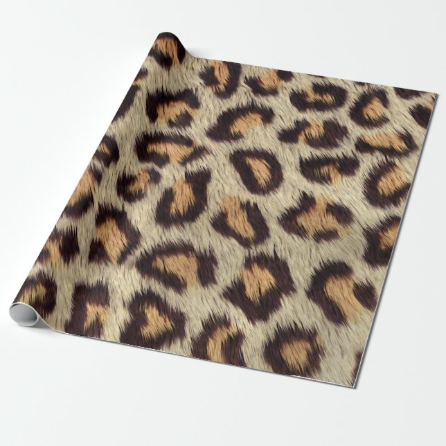 Brown spots leopard animal print wrapping paper (Unrolled)