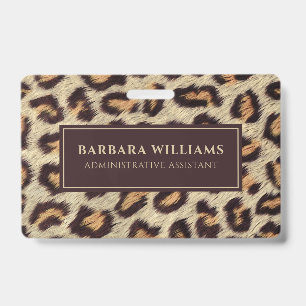 Brown spots leopard pattern faux fur texture badge