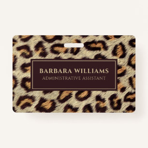 Brown spots leopard pattern faux fur texture badge