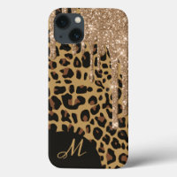 Brown Spotted Jaguar Print with Glitter