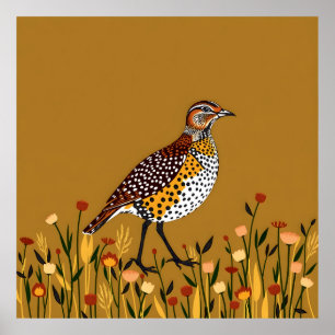 Brown Spotted Quail Abstract Poster
