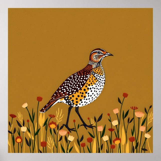 Brown Spotted Quail Abstract Poster (Front)