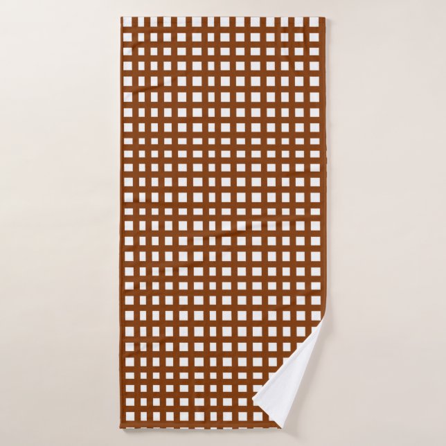 Brown square mesh grid pattern  bath towel (Bath Towel)