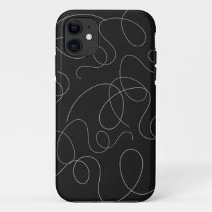 Brown Squiggly Lines Pattern Black Design  iPhone 11 Case